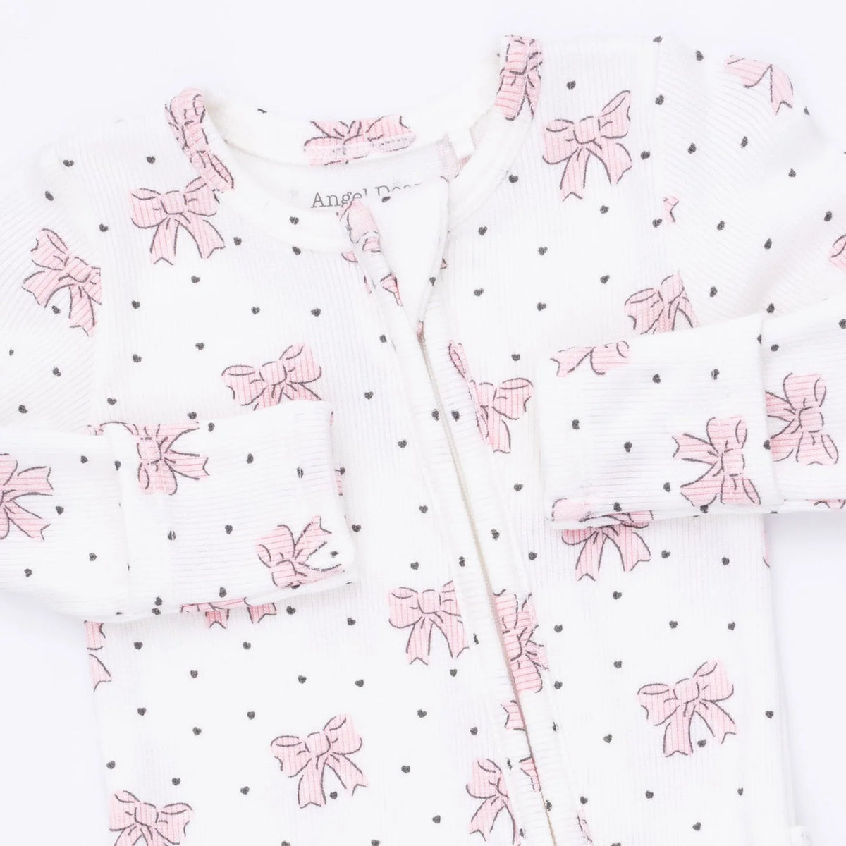 BOWS & HEARTS 2 WAY RUFFLE BACK ZIPPER FOOTIE