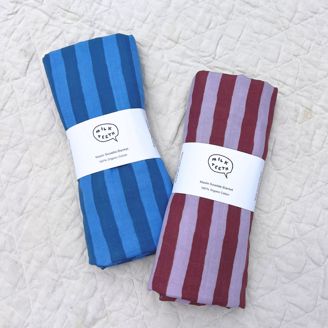 Organic Muslin Swaddle - Blue