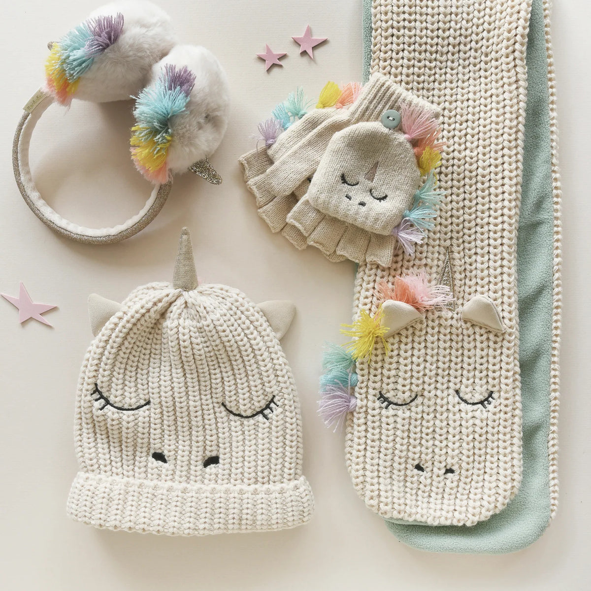 RAINBOW UNICORN KNITTED GLOVES