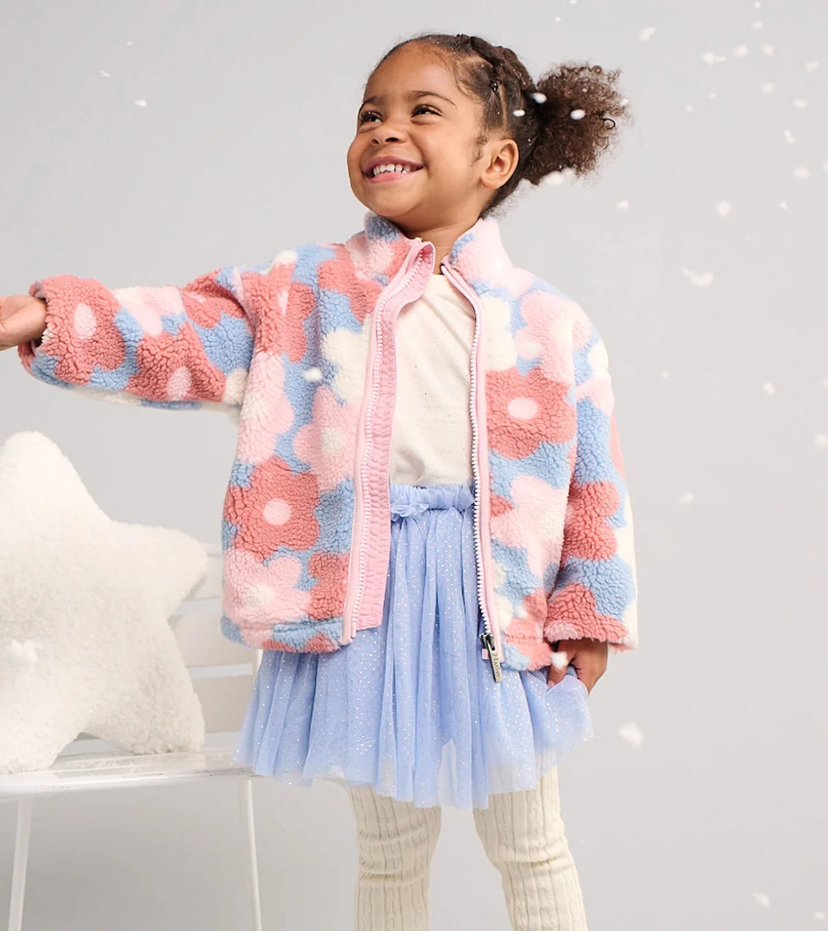 BIG FLOWERS FAUX SHERPA JACKET