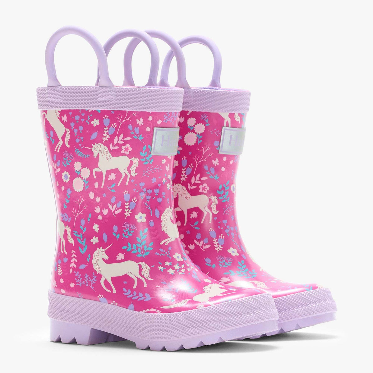 Unicorn Forest Rain Boots with Handles - Very Berry