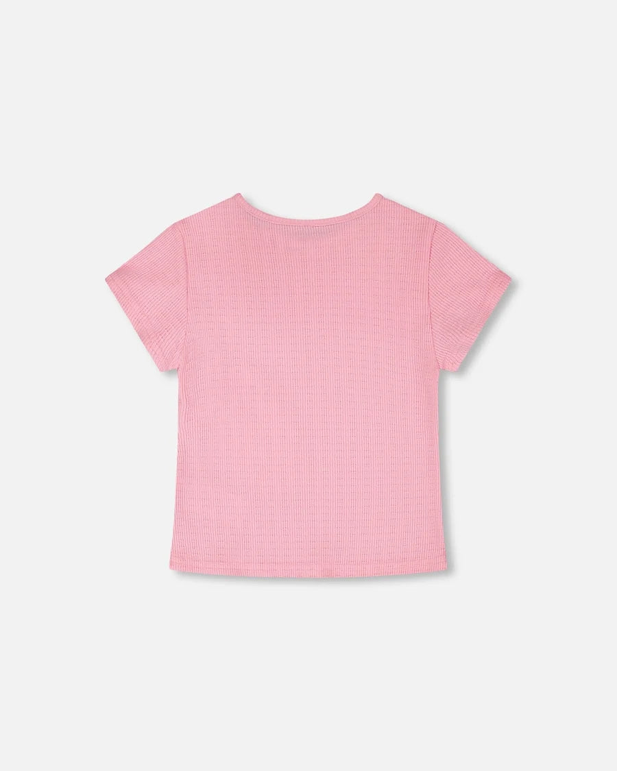 CRINKLE JERSEY T-SHIRT || PINK