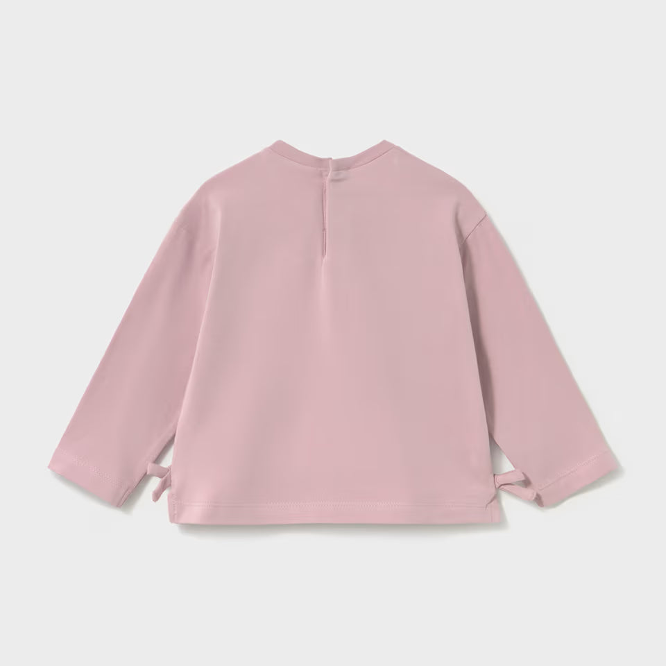 GIRL BOW DETAIL LONG SLEEVE SHIRT || MAUVE