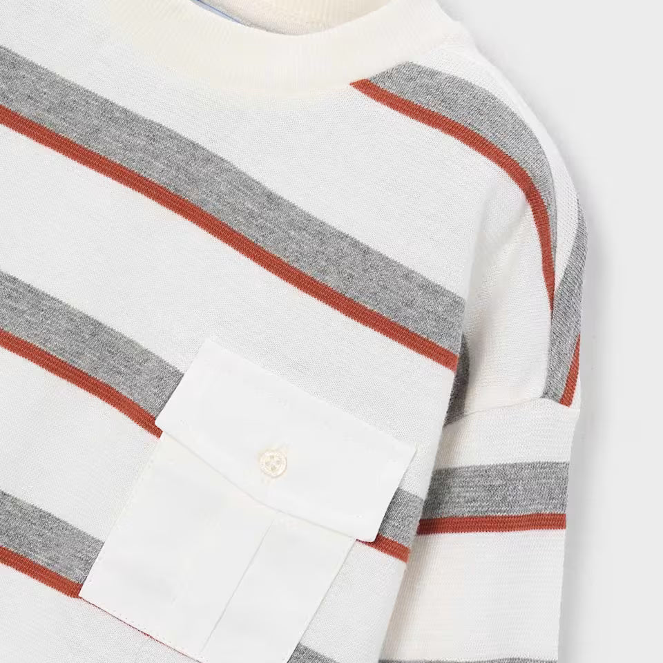 LONG SLEEVE STRIPED POCKET T-SHIRT