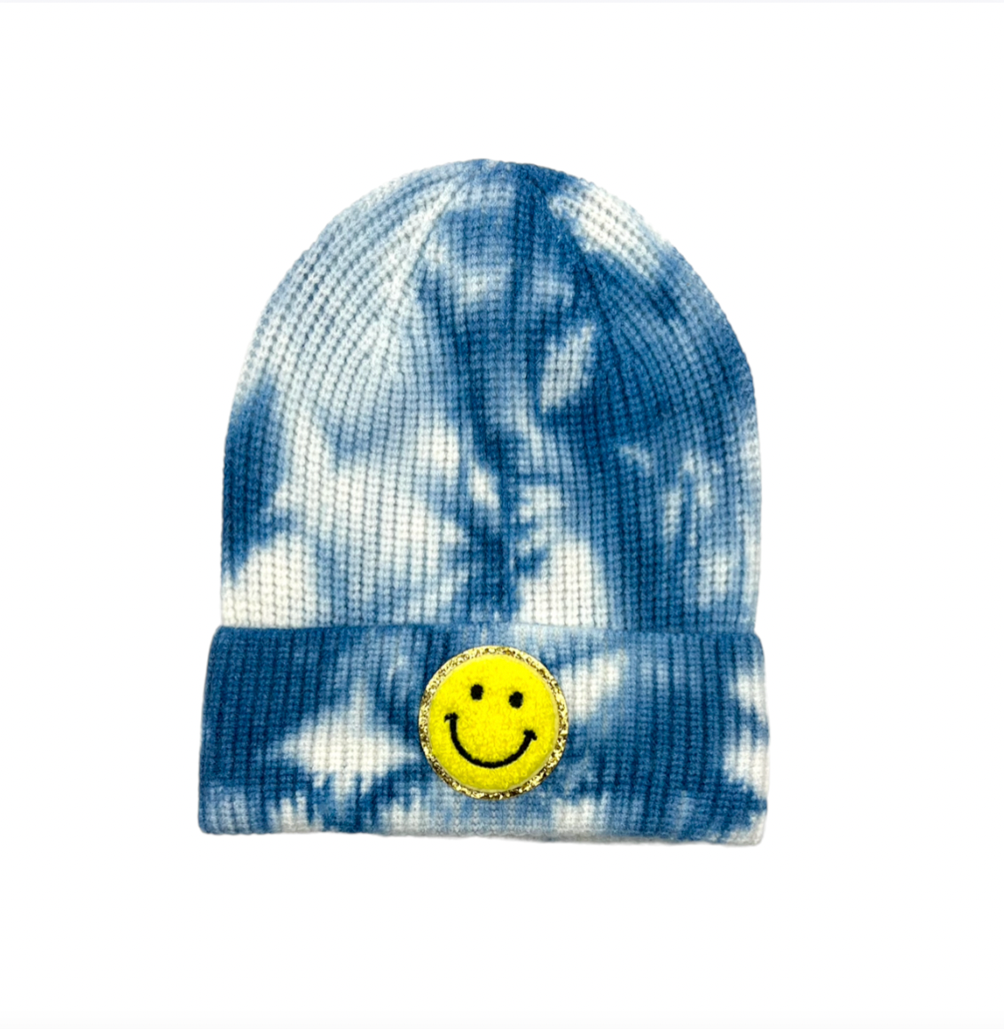 VARSITY SMILEY FACE TIE DYE BEANIE