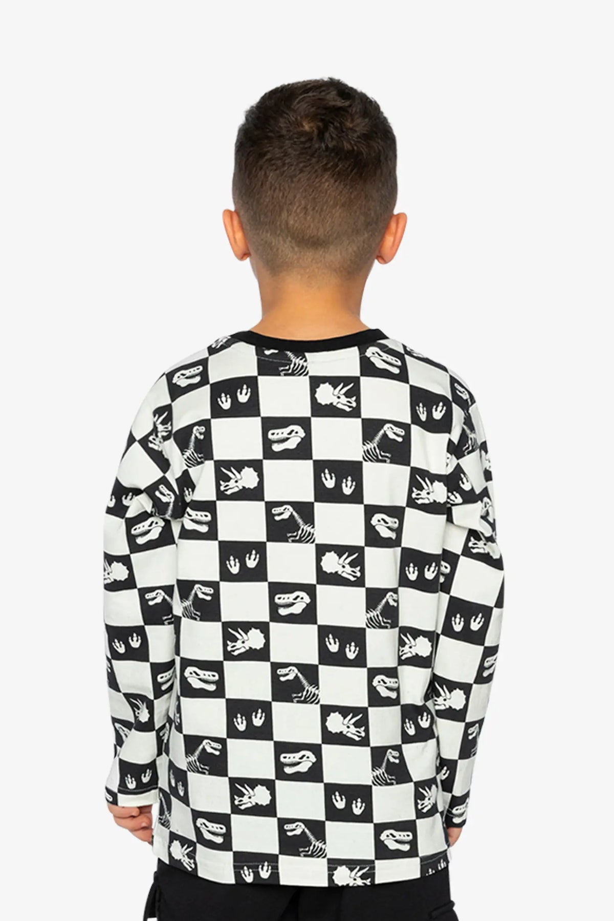 PRINTED ORGANIC COTTON SHIRT|| CHECKERED DINOS
