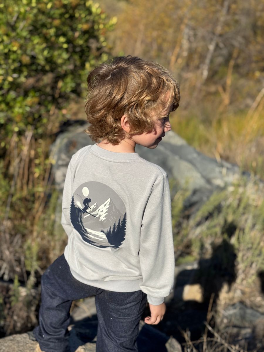 JESTER BACK PRINT SWEATSHIRT GREY SKI PRINT