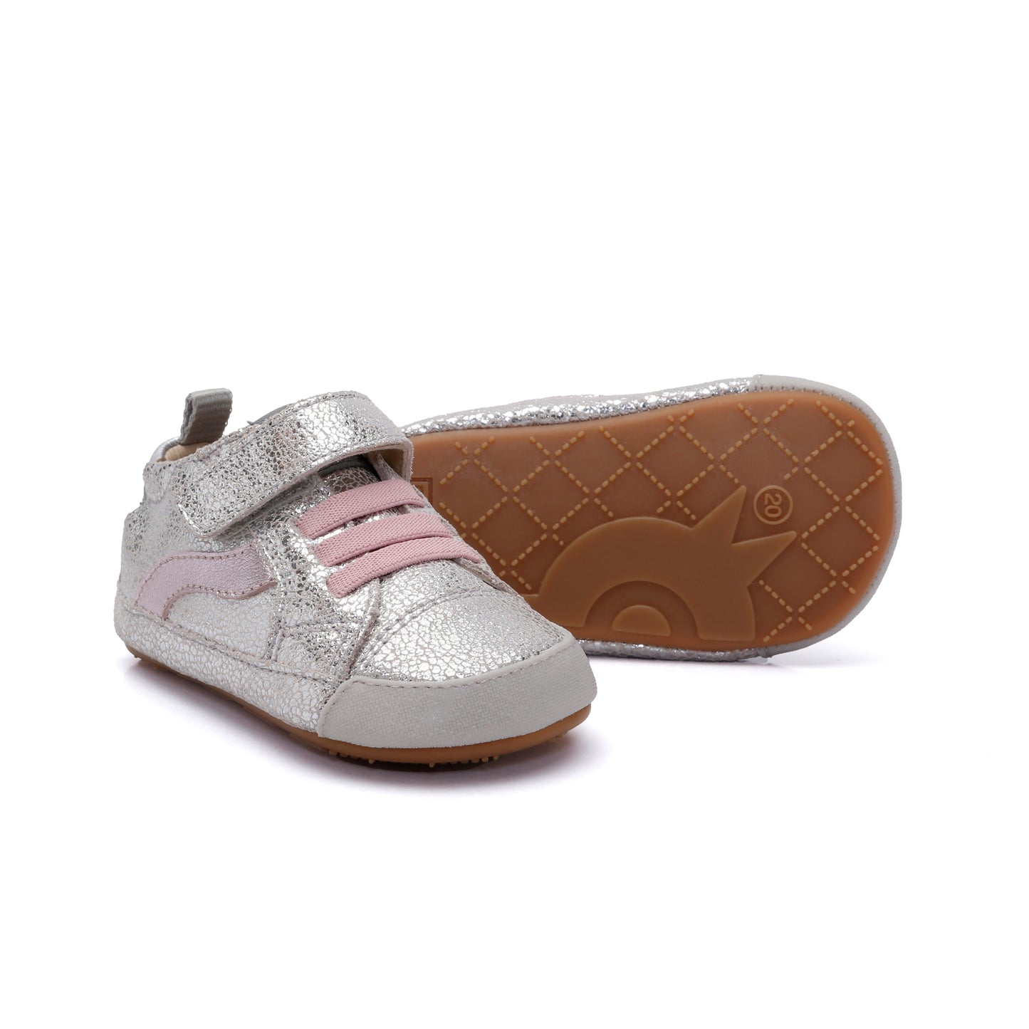 KIDS FIRST WAVE LEATHER SNEAKER || SILVER CRACKLE