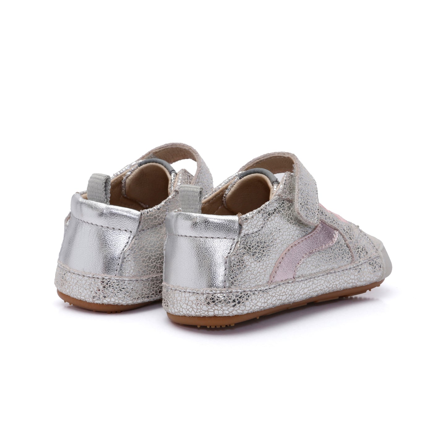 KIDS FIRST WAVE LEATHER SNEAKER || SILVER CRACKLE
