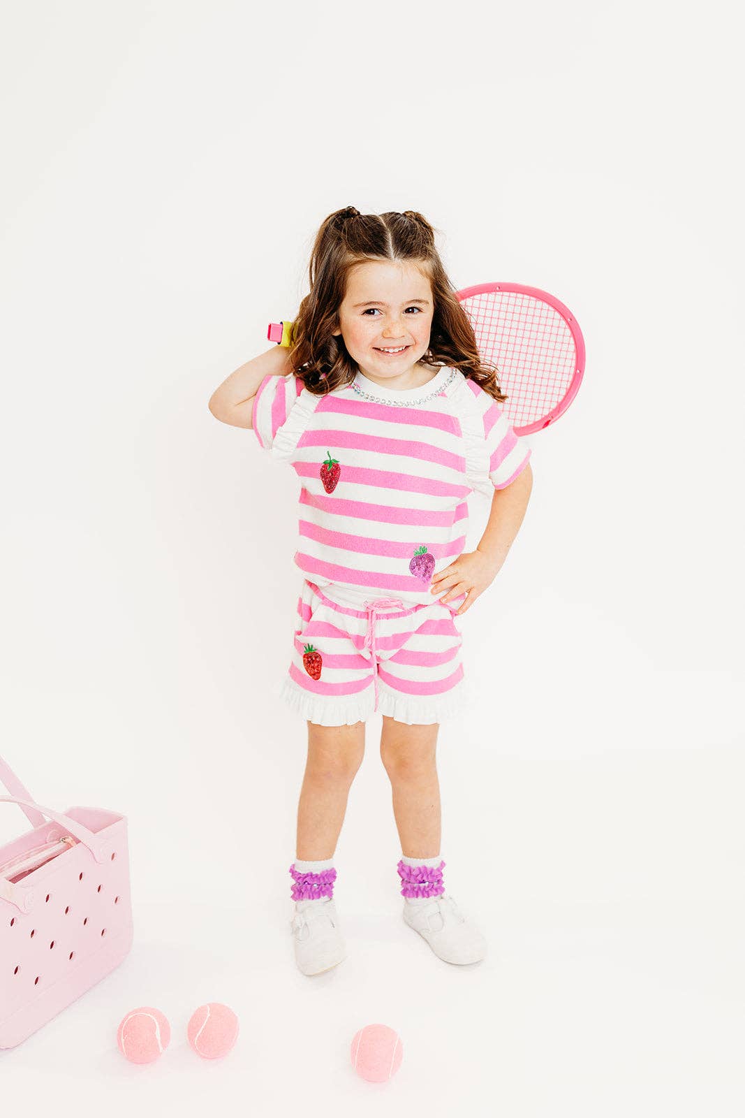 TERRY CLOTH SHORT / SHIRT SET || STRAWBERRY