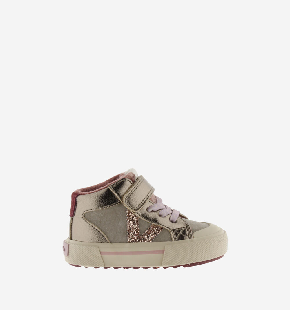 TRIBU METALLIC & GLITTER ANKLE STRAP SNEAKERS