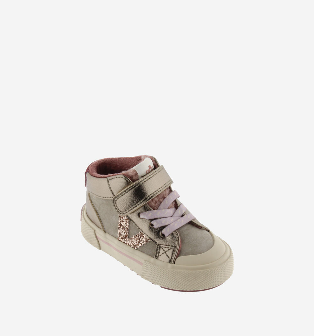 TRIBU METALLIC & GLITTER ANKLE STRAP SNEAKERS