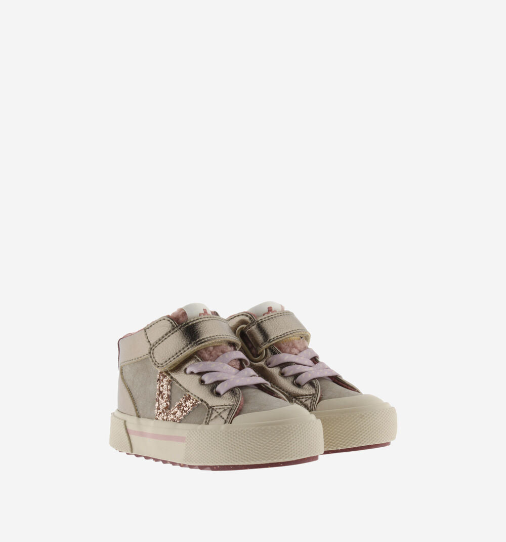 TRIBU METALLIC & GLITTER ANKLE STRAP SNEAKERS