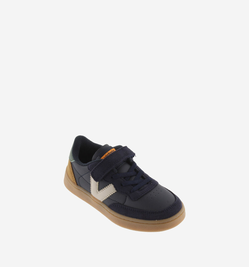 OSLO LEATHER-EFFECT CONTRAST STRAP SNEAKERS