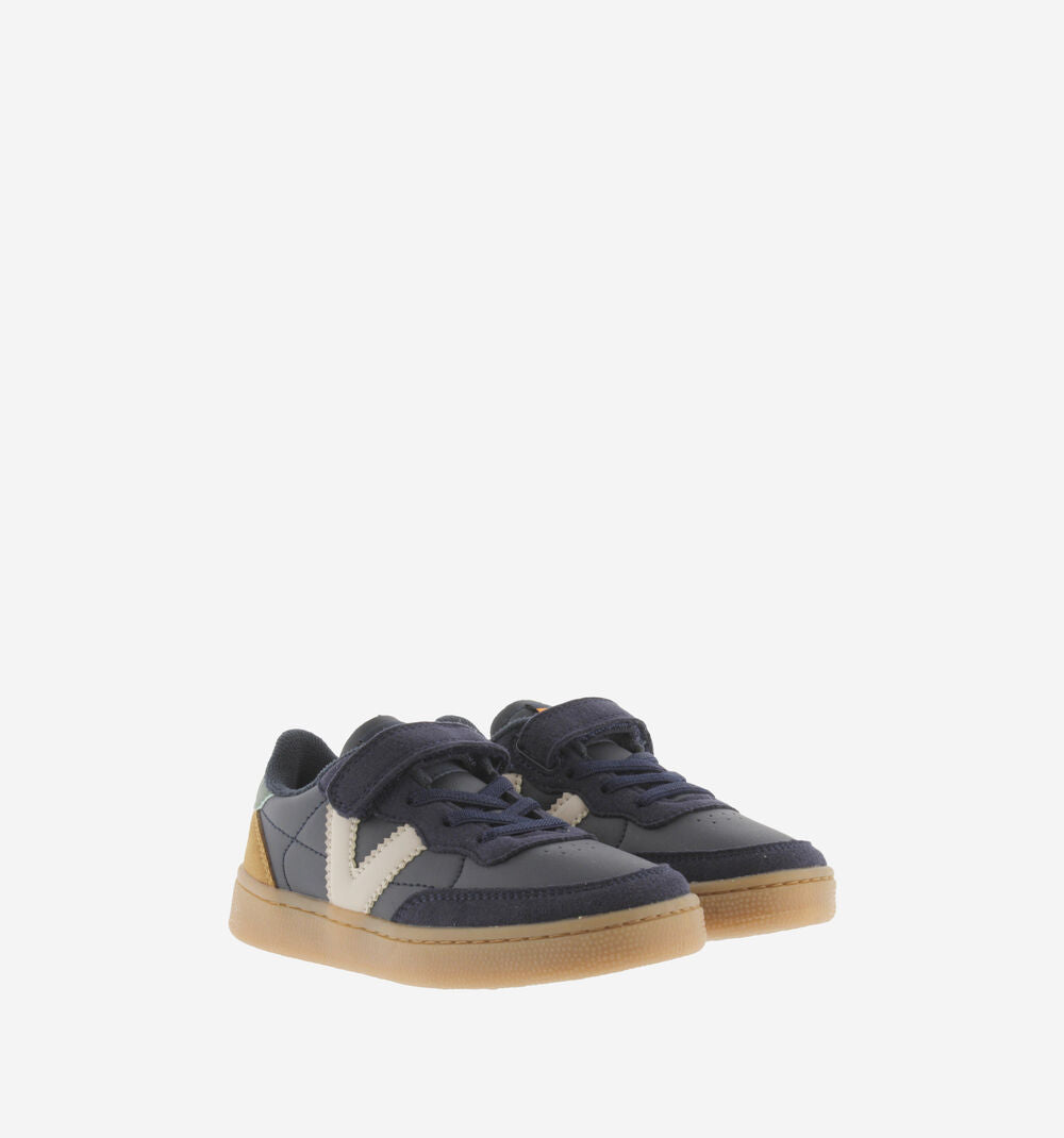 OSLO LEATHER-EFFECT CONTRAST STRAP SNEAKERS