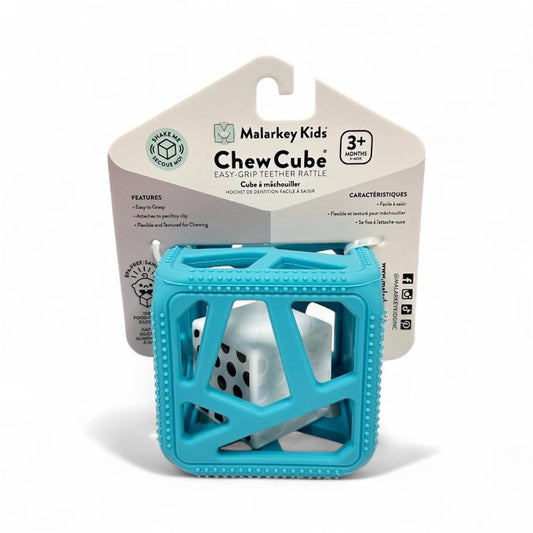 CHEW CUBE || SILICONE TEETHER RATTLE || BLUE