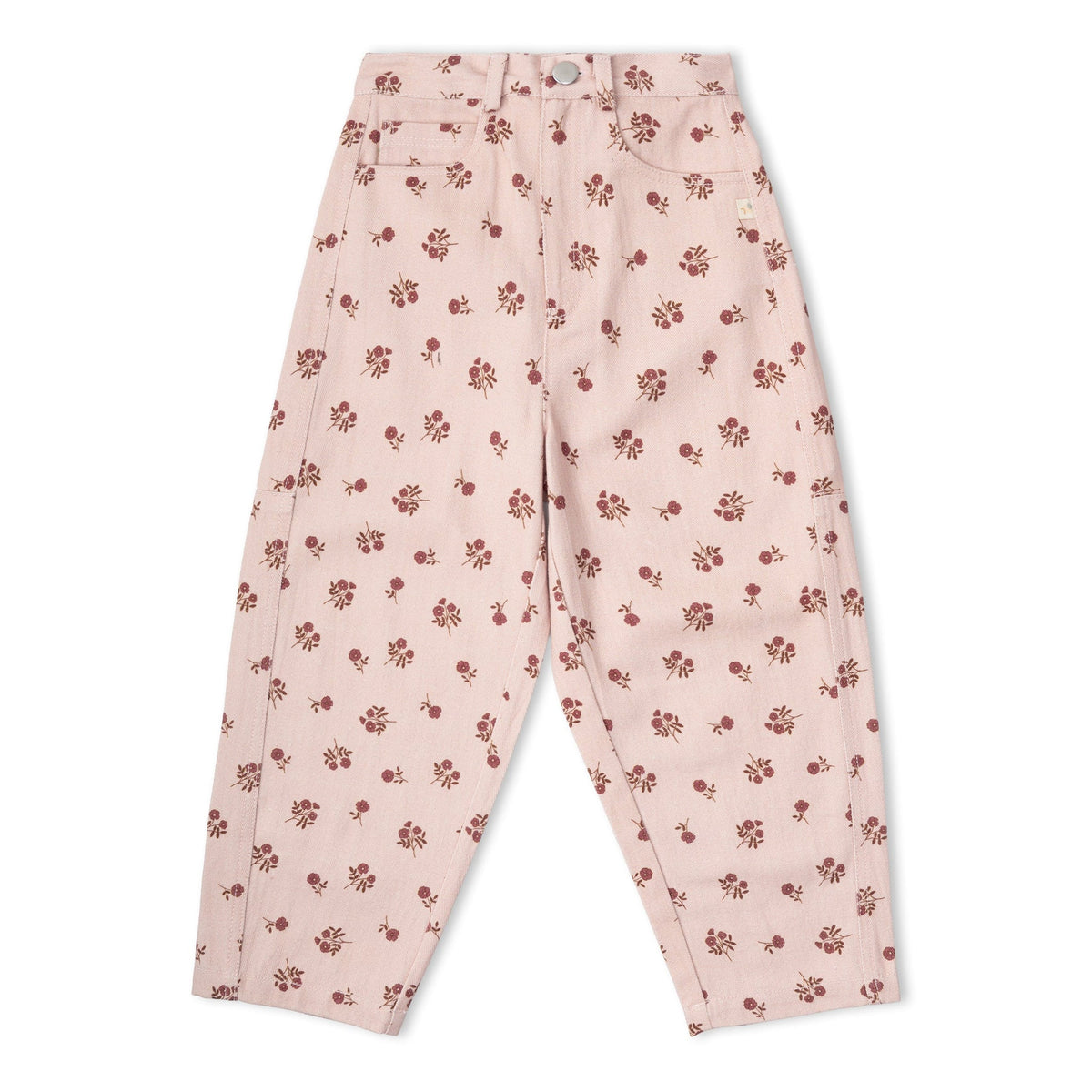 Organic Twill Barrel Pants - Rosebud on model
