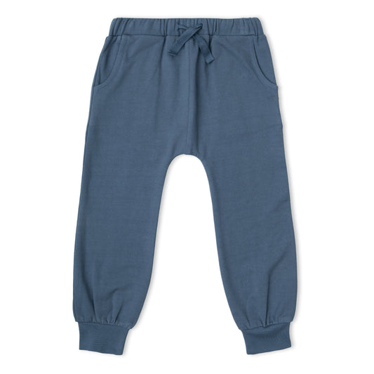 Organic Fleece Jogger Pants - Navy on model