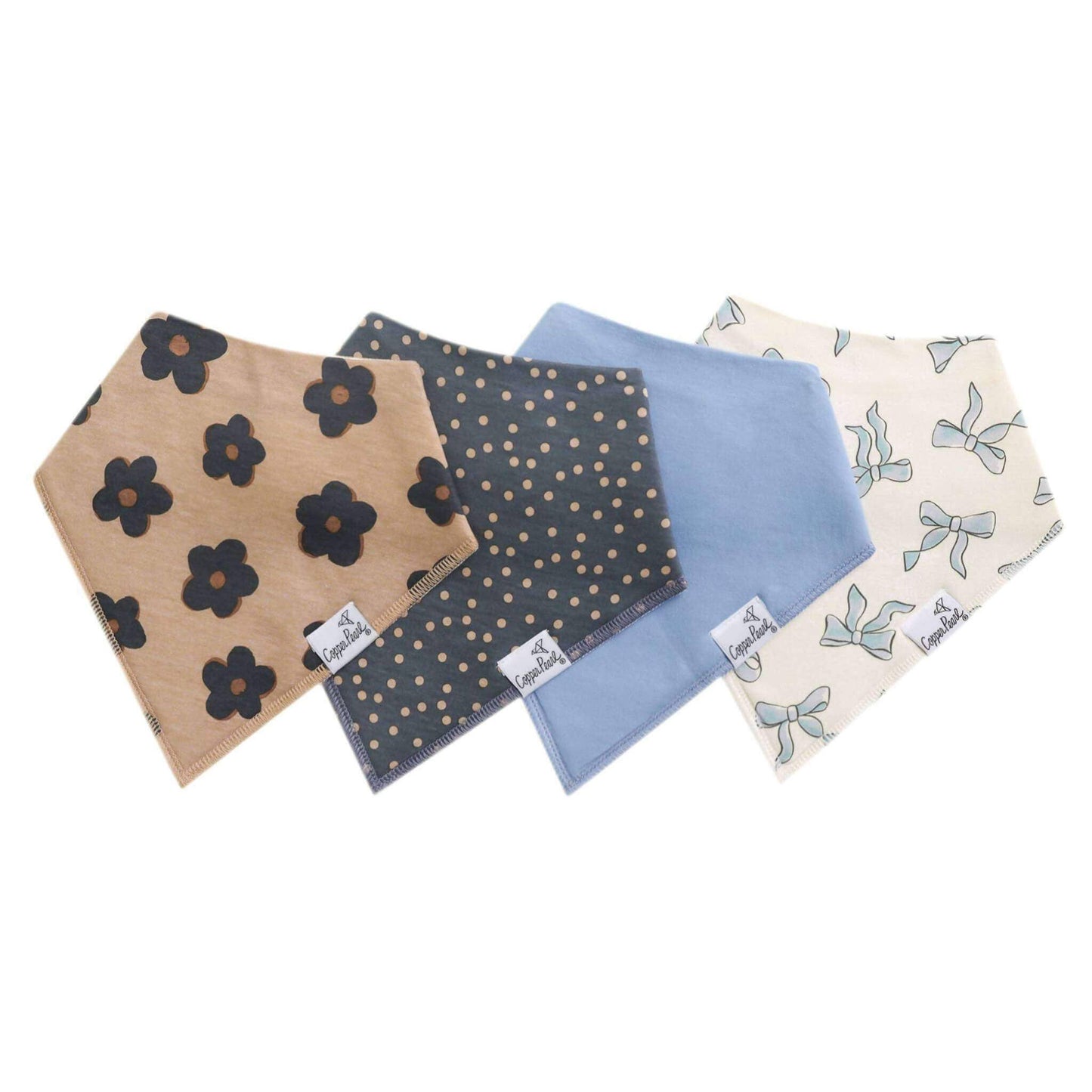 4 PACK BABY BANDANA BIBS || GEMMA IN TAN