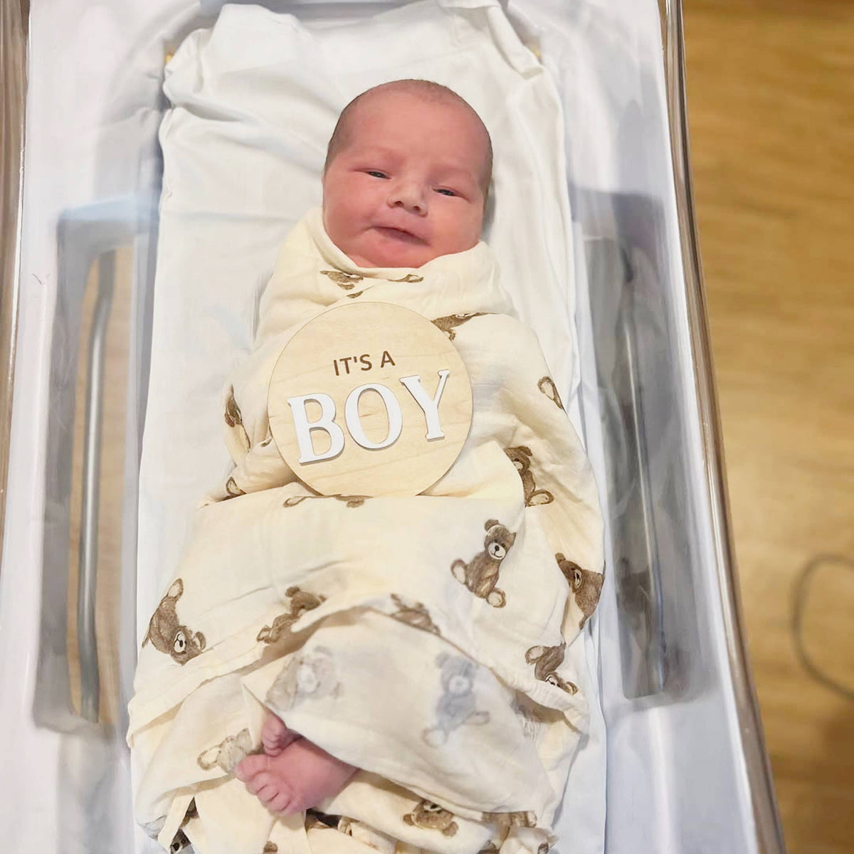 Bamboo Muslin Swaddle Baby Blanket (Teddy Bear)
