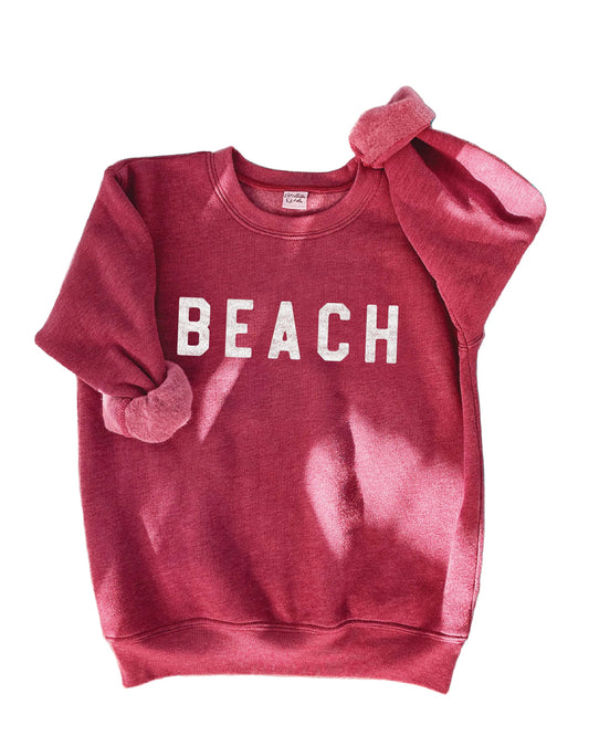 BEACH UNISEX SWEATSHIRT || CRANBERRY HEATHER