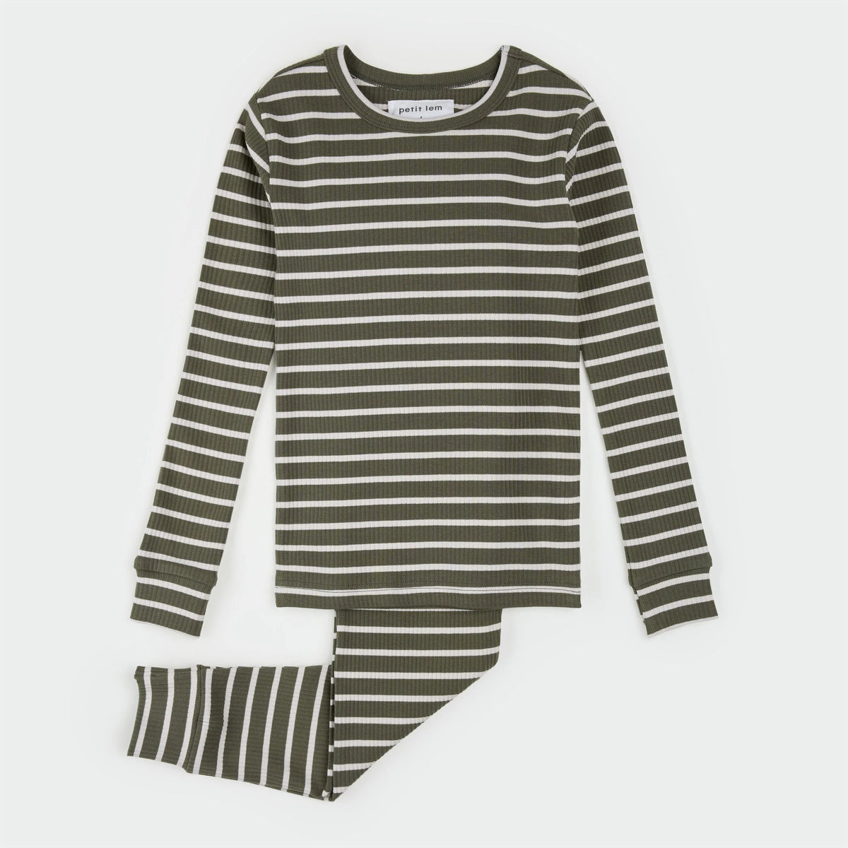 STRIPED MODAL RIB PJ SET || FARM GREEN