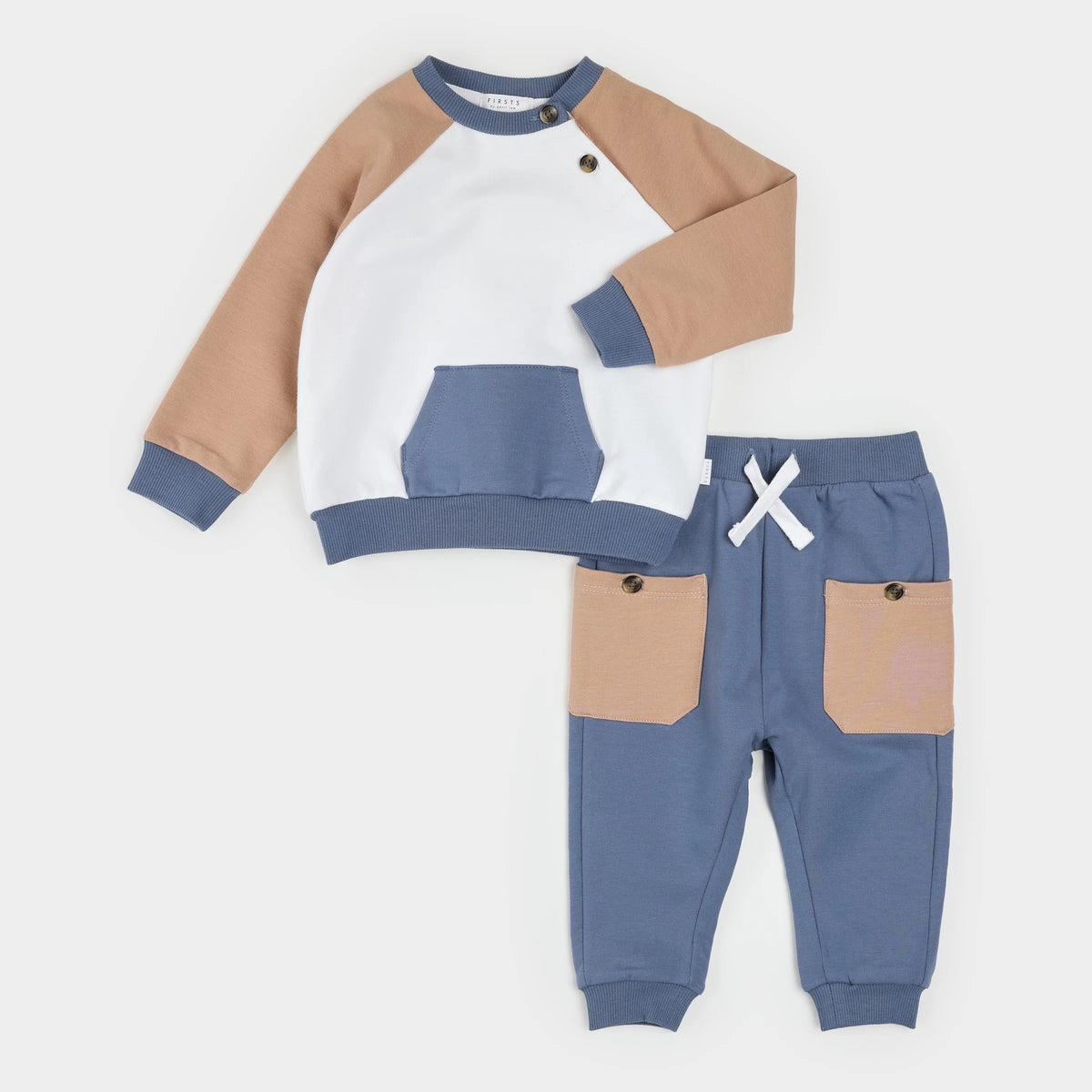 MOCHA & INDIGO COLOR BLOCK OUTFIT SET
