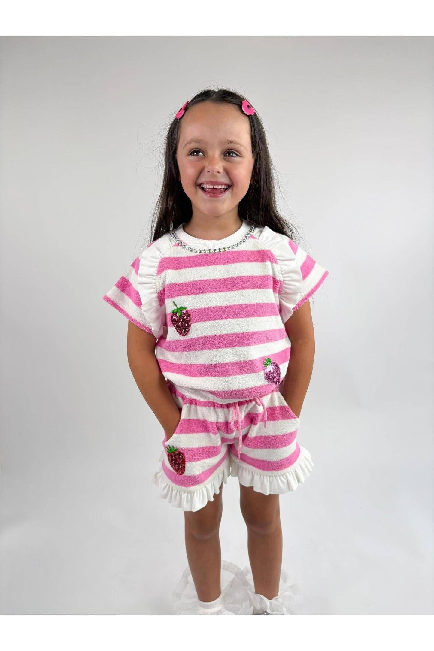 TERRY CLOTH SHORT / SHIRT SET || STRAWBERRY