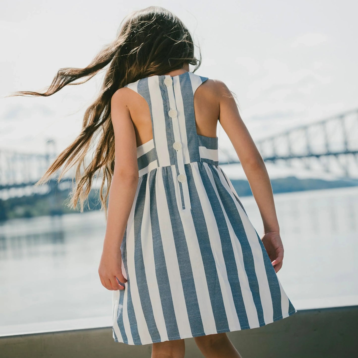 LINEN DENIM STRIPE DRESS