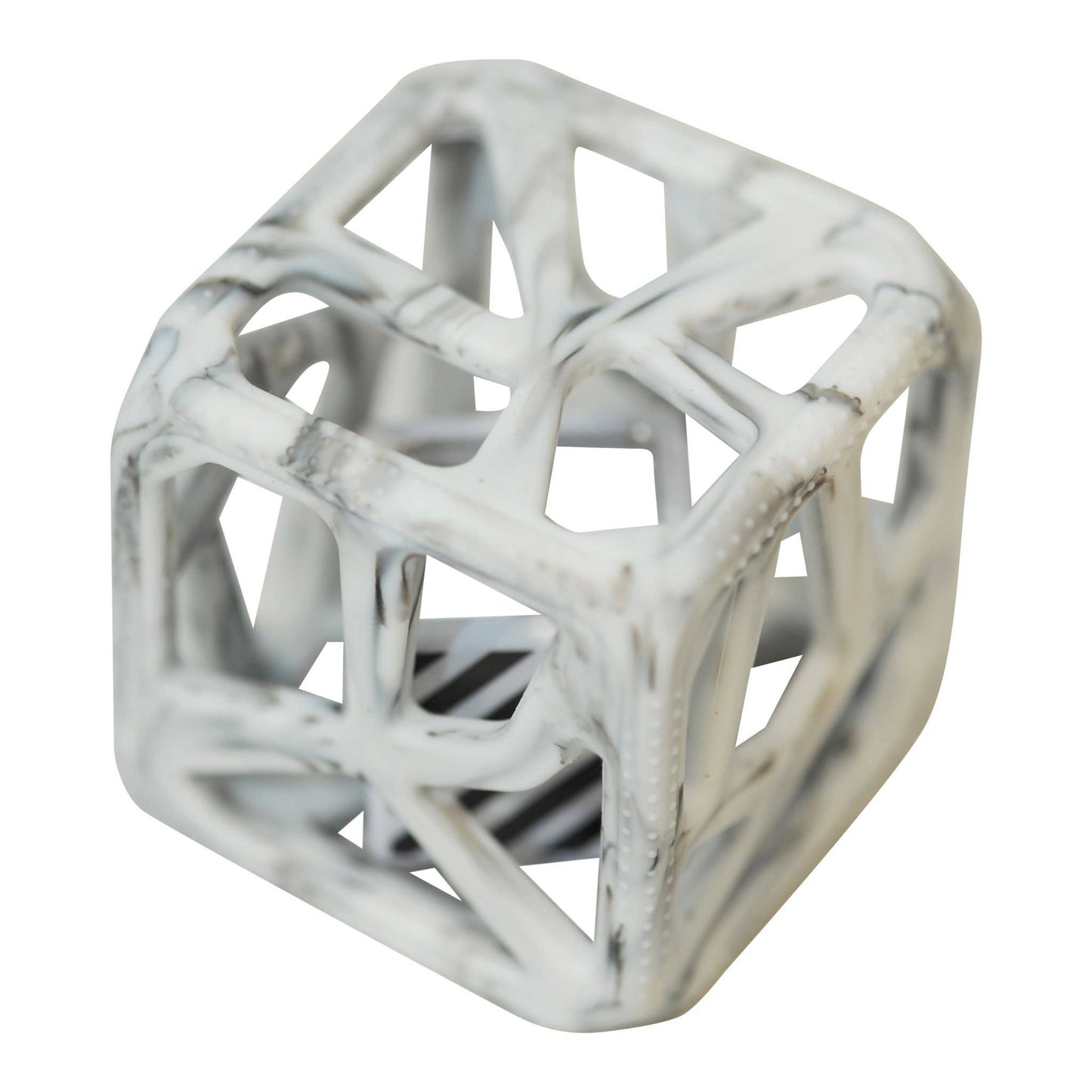 CHEW CUBE || SILICONE TEETHER RATTLE || MARBLE GREY