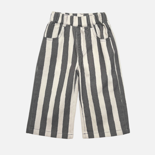 Stripe Wide Jeans - Black/Ecru