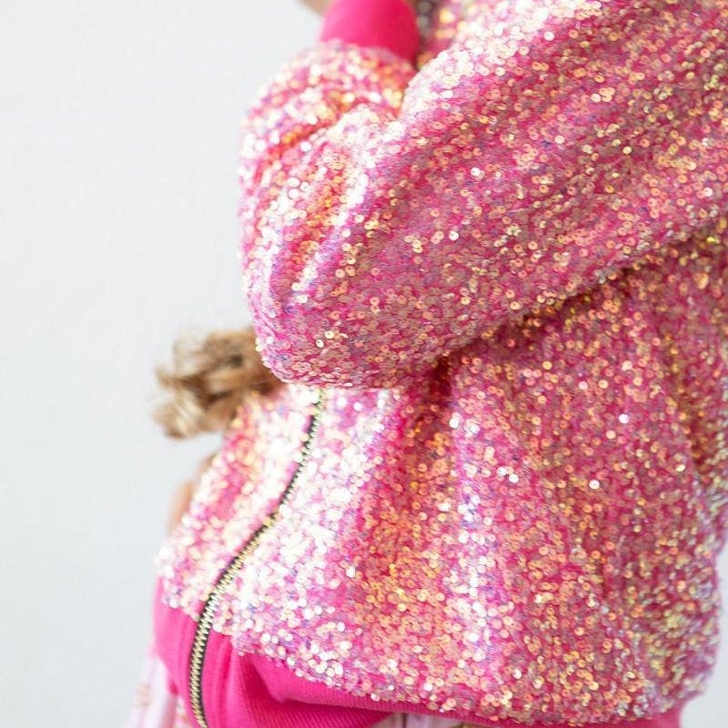 SEQUIN JACKET || HOT PINK