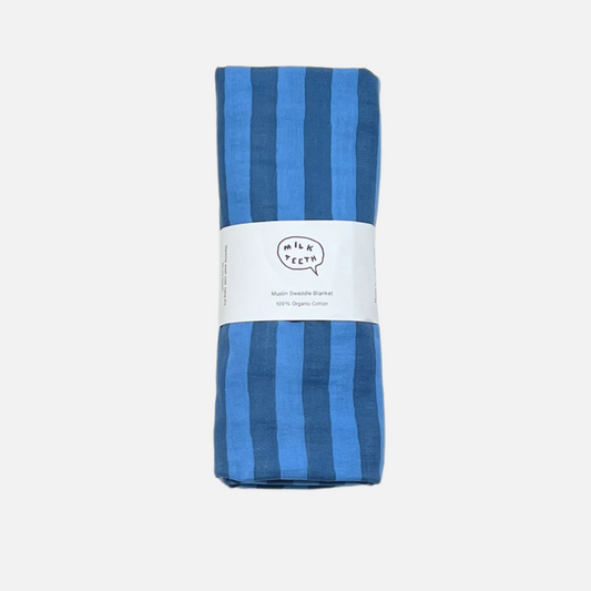 Organic Muslin Swaddle - Blue