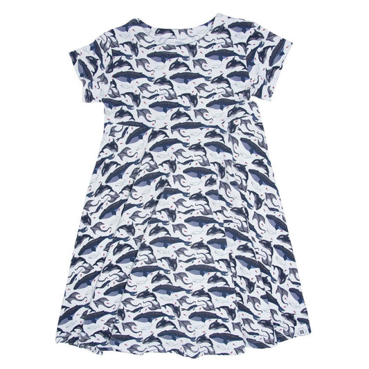 SWIRLY DRESS W/ CAP SLEEVE || A WHALE OF A TALE