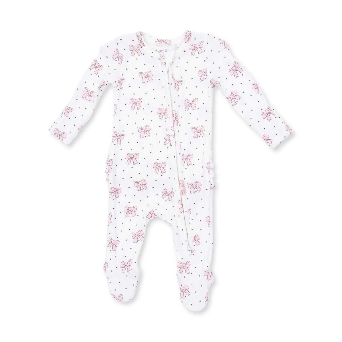 BOWS & HEARTS 2 WAY RUFFLE BACK ZIPPER FOOTIE