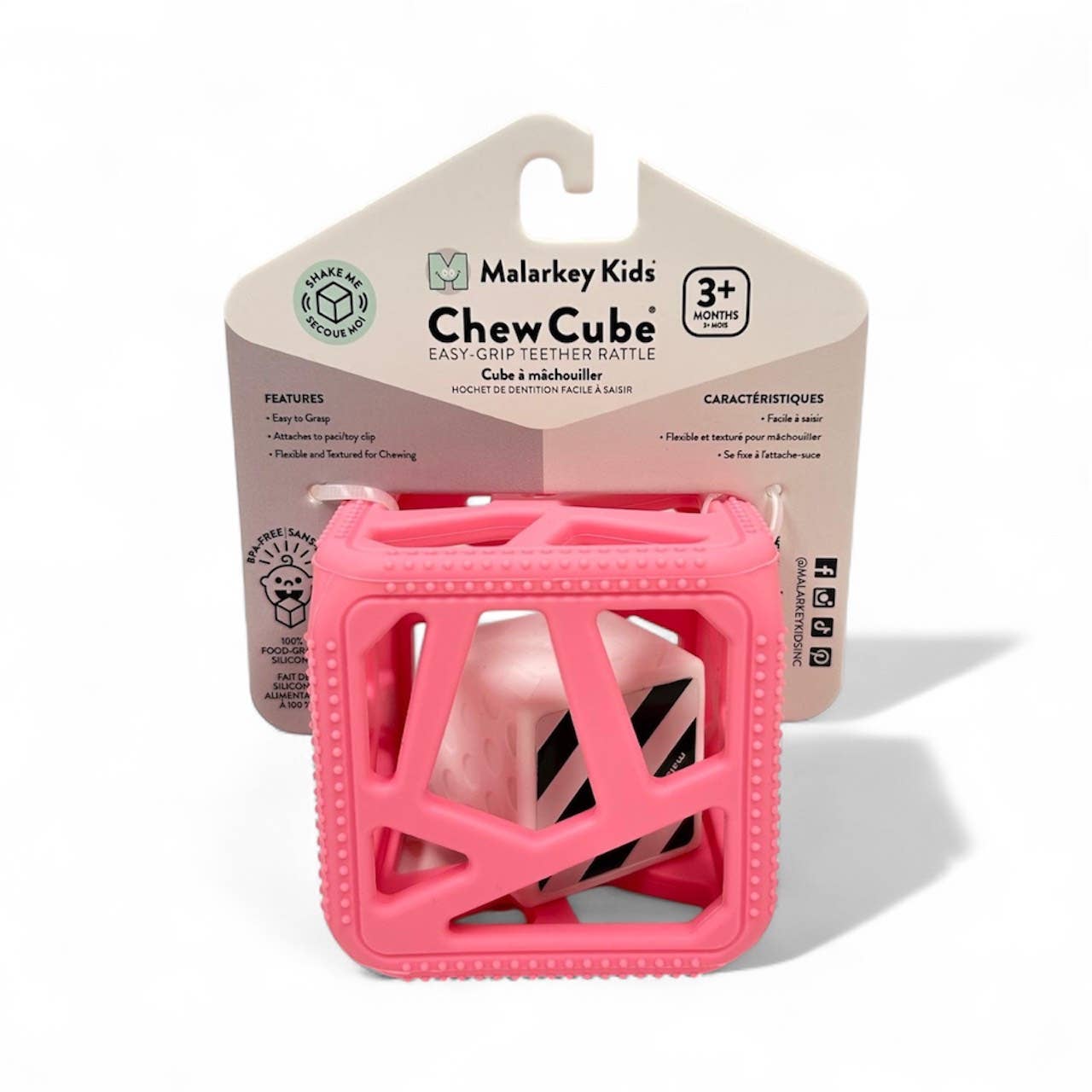 CHEW CUBE || SILICONE TEETHER RATTLE || MARBLE GREY