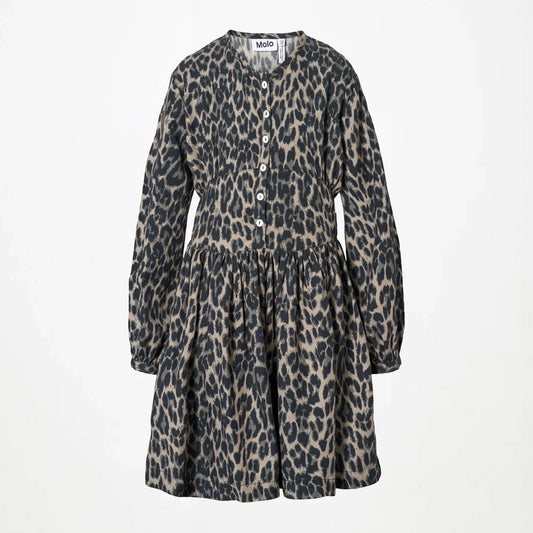 CARO LONG SLEEVE DRESS || BRUSHED LEO