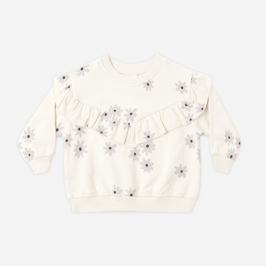 Ruffle Fleece Sweatshirt Blue Daisy