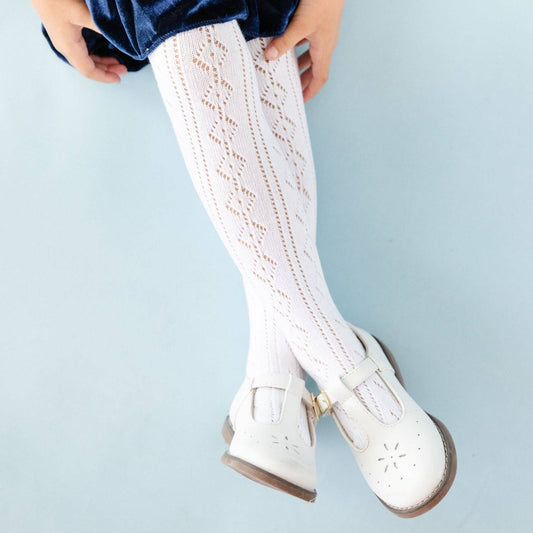 FANCY KNIT TIGHTS || WHITE