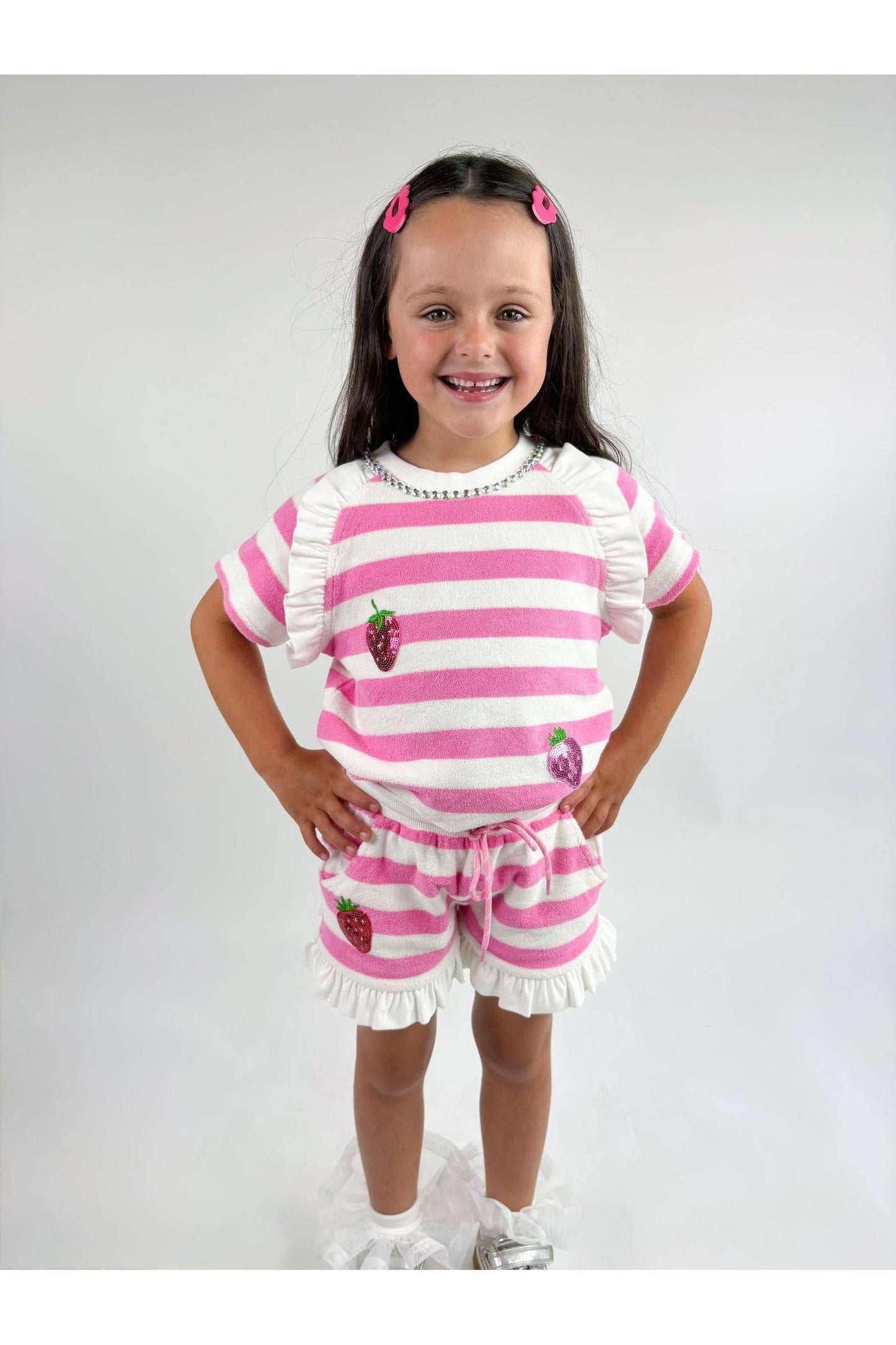 TERRY CLOTH SHORT / SHIRT SET || STRAWBERRY