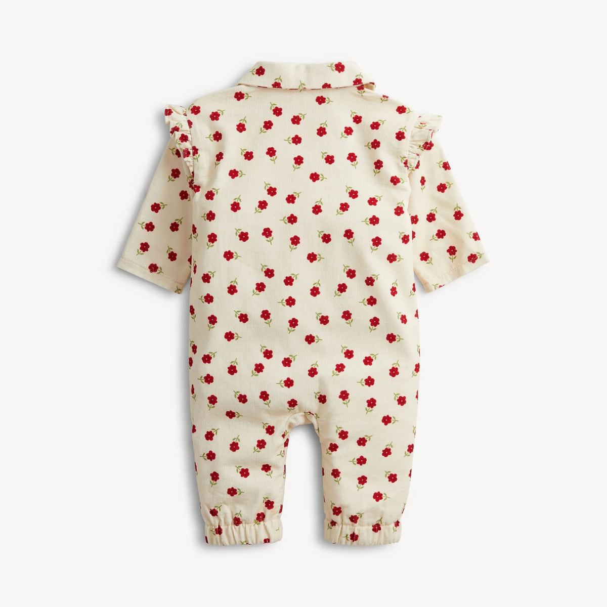 FLORAL CORDUROY RUFFLE JUMPSUIT
