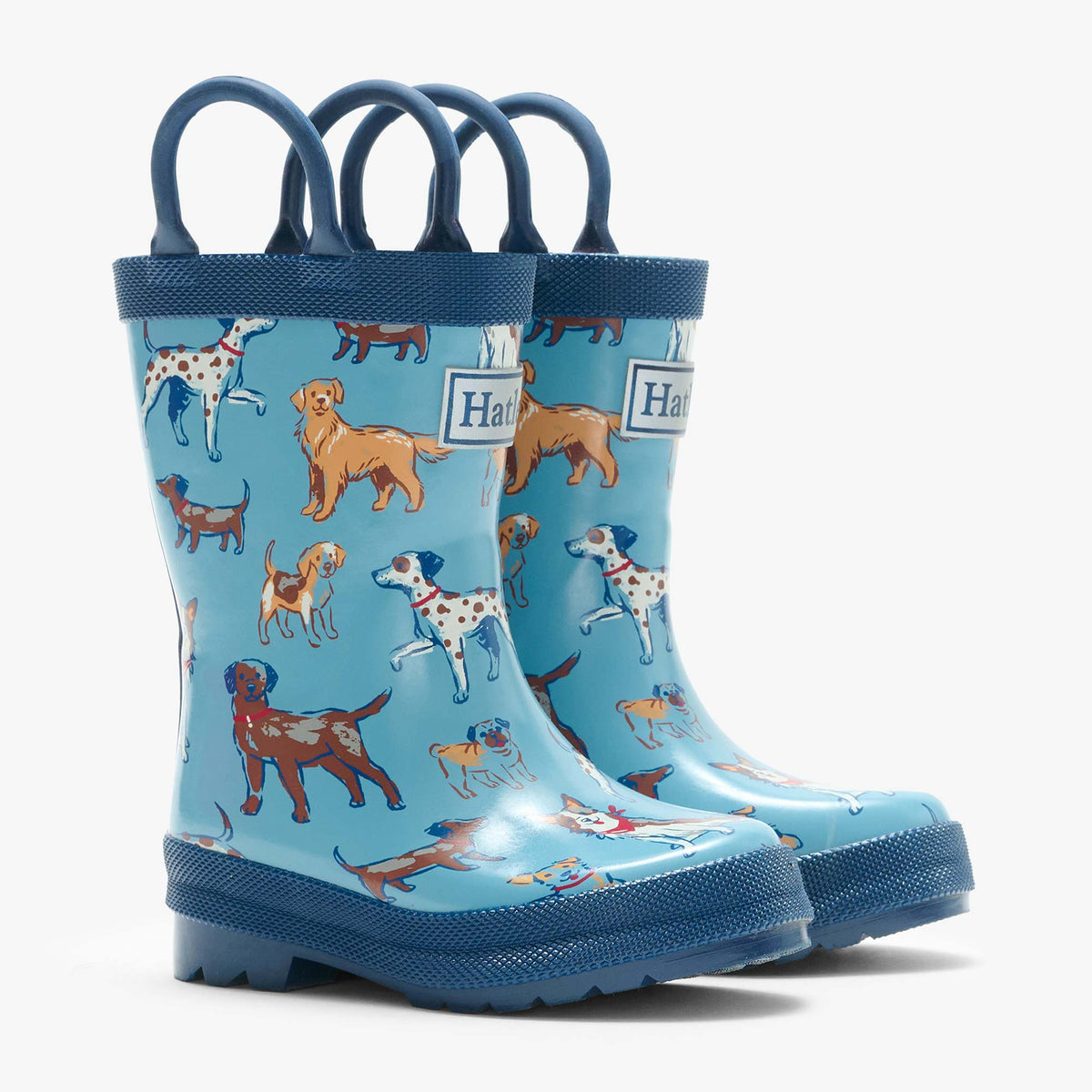 Little Pups Rain Boots with Handles - Heritage Blue