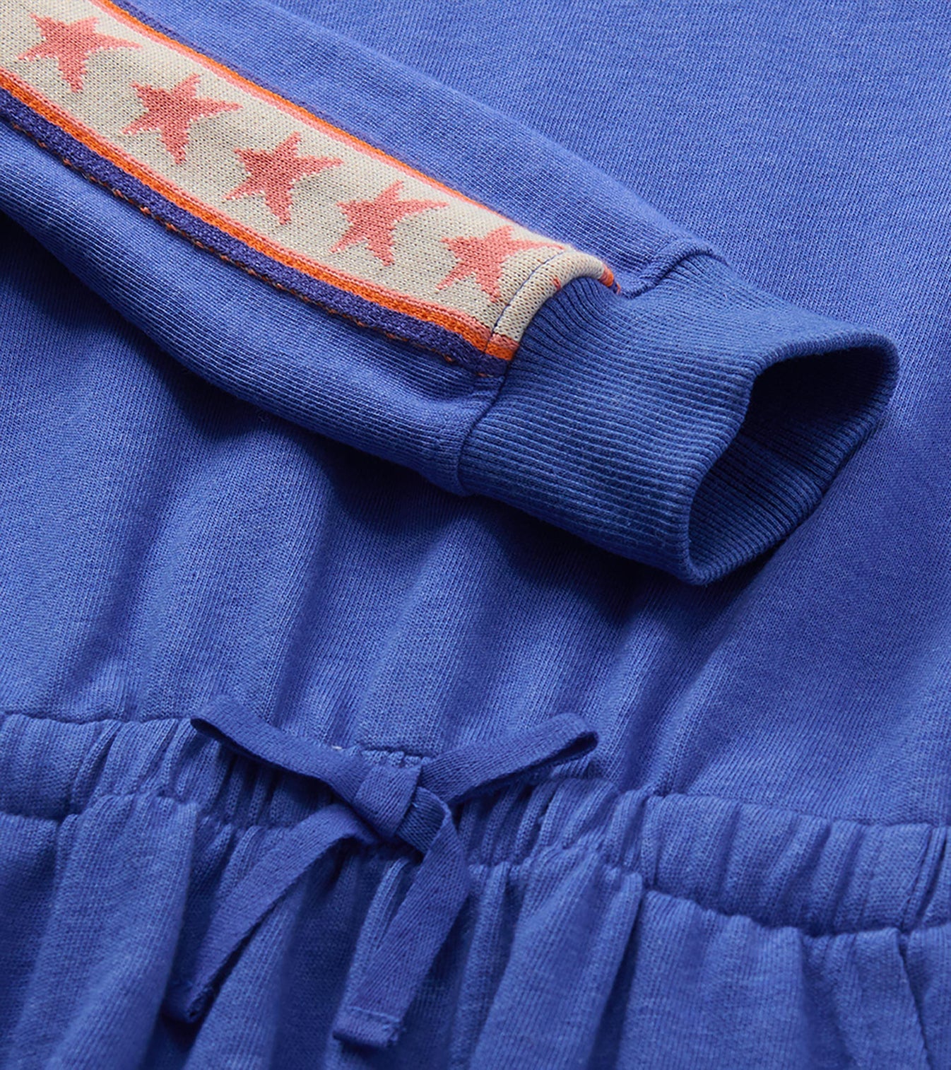 DAZZLING BLUE RIBBON SLEEVE COZY DRESS