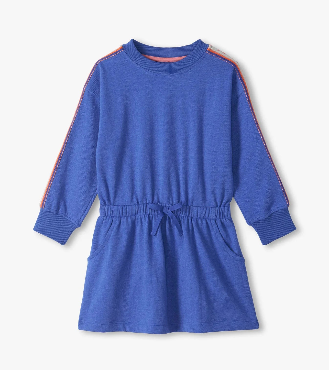 DAZZLING BLUE RIBBON SLEEVE COZY DRESS