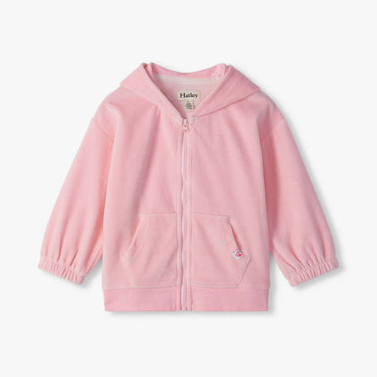 VELOUR FULL ZIP HOODIE || ORCHID PINK