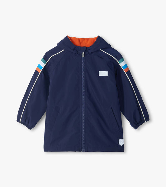 Dark Navy Fleece Lined Rain Jacket - Peacoat