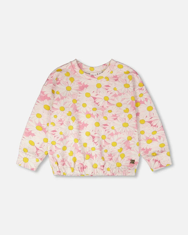 PRINTED DAISIES FRENCH TERRY SWEATSHIRT