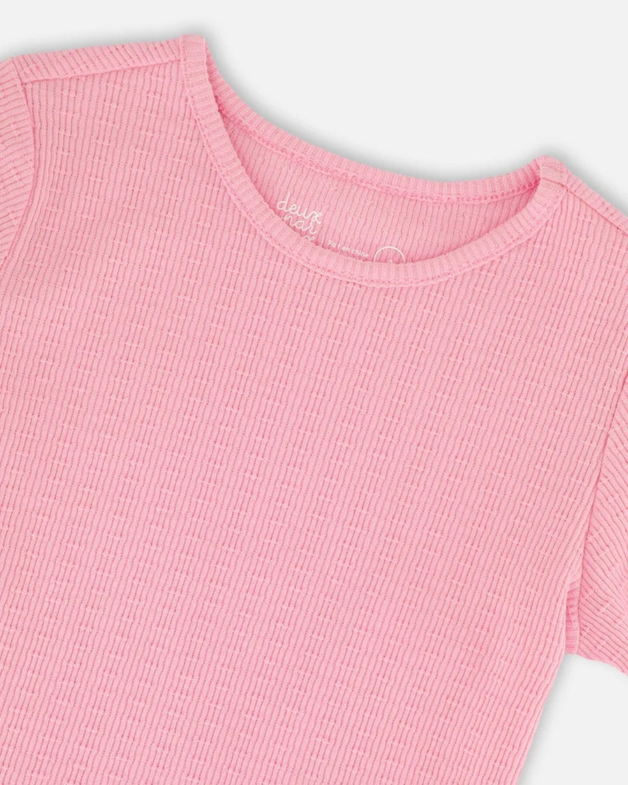 CRINKLE JERSEY T-SHIRT || PINK