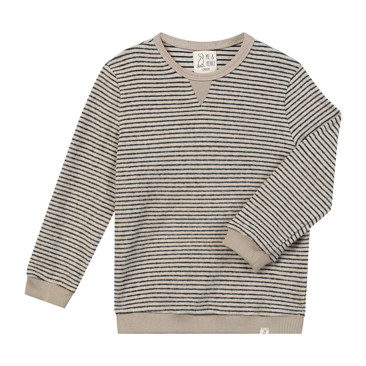 TARQUIN Black/Beige Brushed Stripe Sweater