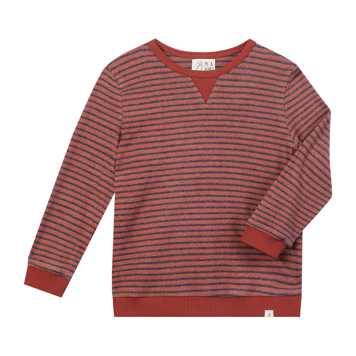 TARQUIN Rust/Navy Brushed Stripe Sweater